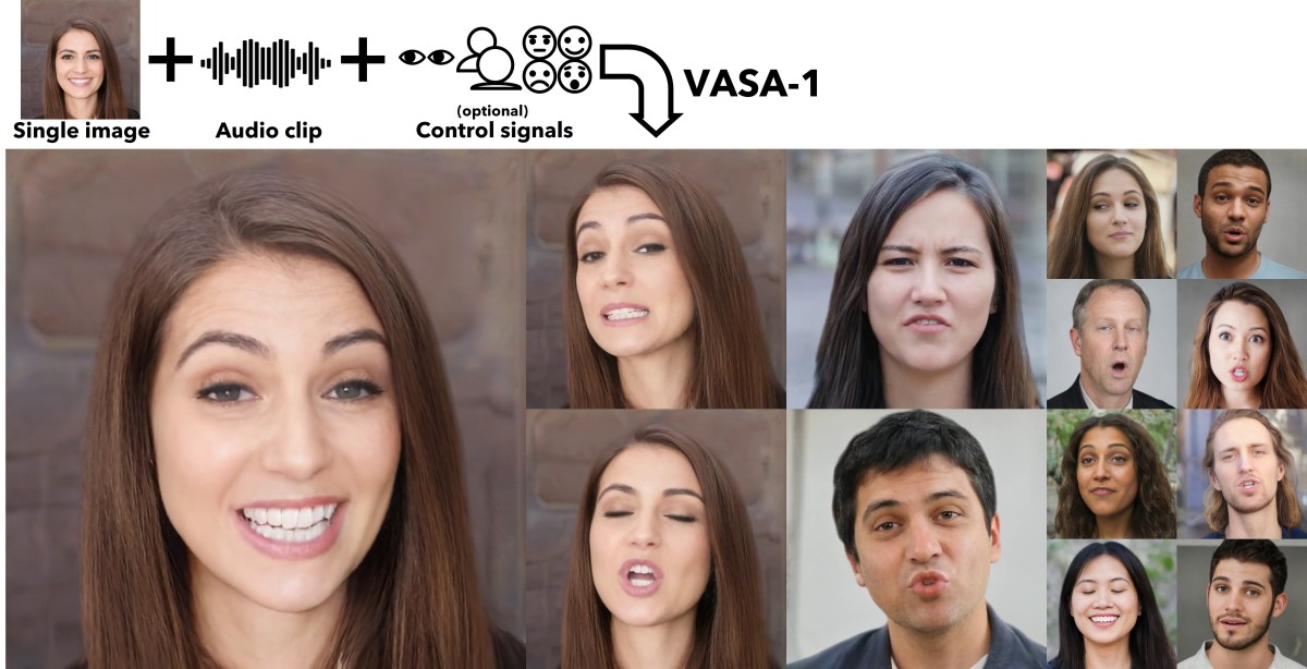 Microsoft has introduced a new AI model called VASA-1, capable of generating remarkably realistic talking faces from a single image and audio clip. Th